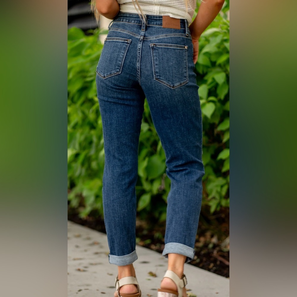 POL Blue Slim Fit Distressed Boyfriend Jeans Size Large -Free With $50 Purchase - Picture 4 of 12
